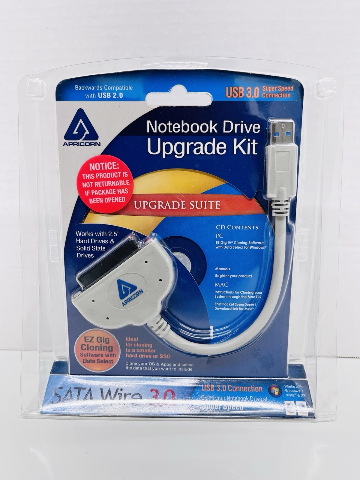 Apricorn ASW-USB3-25 SATA Wire 3.0 Hard Drive Upgrade Kit PC & Mac NEW