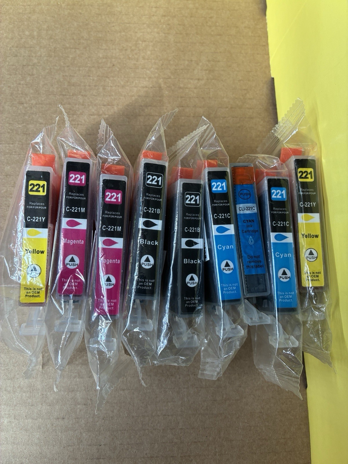 Ink Cartridges C-220 & C-221 Black, Cyan, Magenta, Yellow Lot of 9 NEW