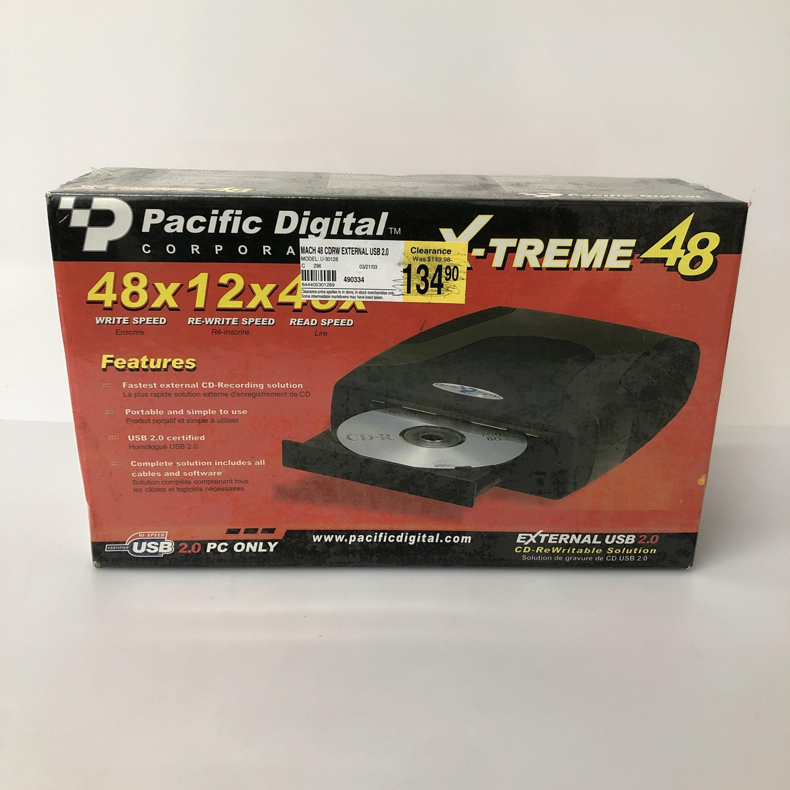 Pacific Digital X-Treme 48 USB 2.0 External CD-RW Drive 48x12x48x Black For PC