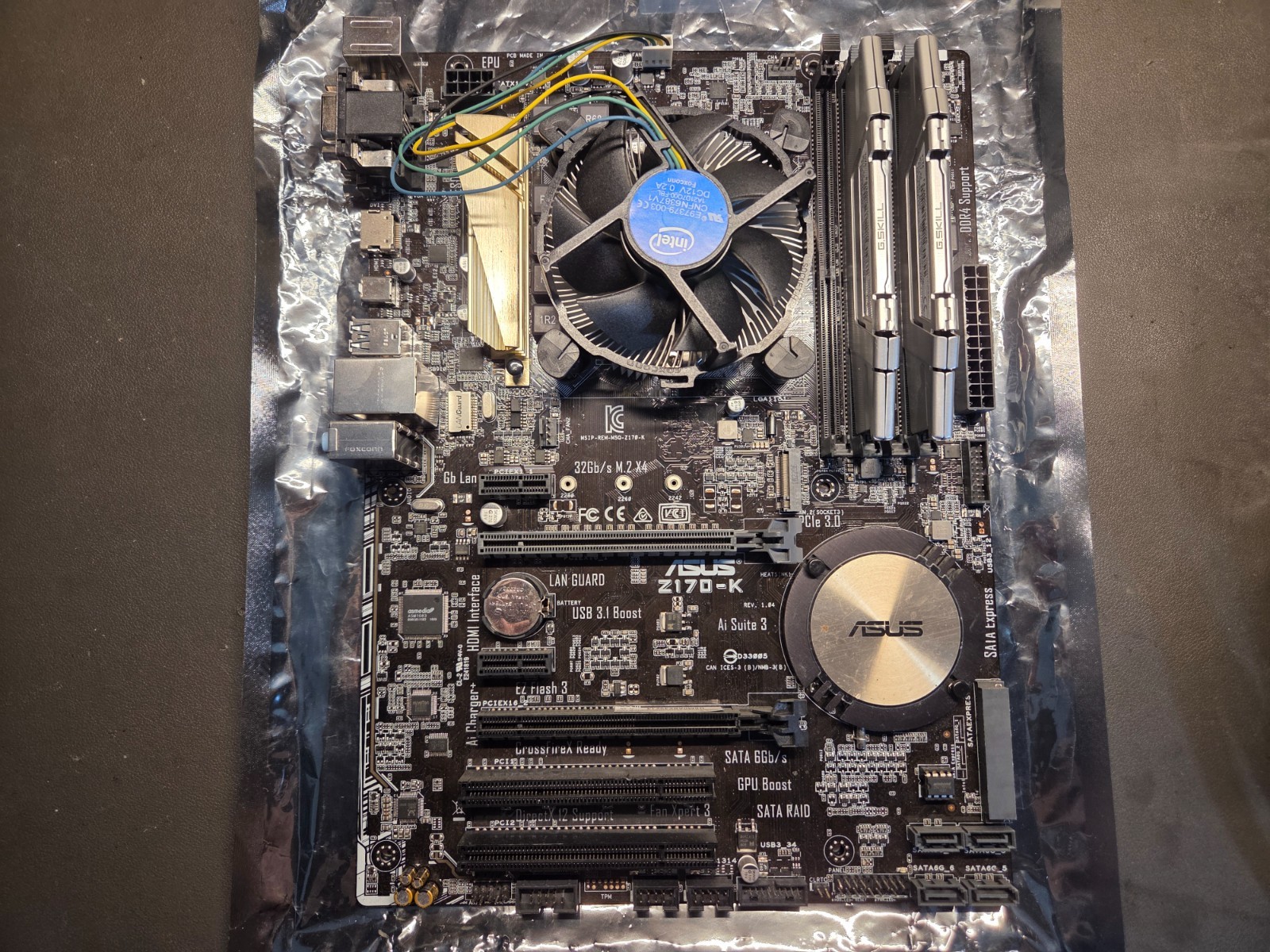 ASUS Z170-K Motherboard + Core i3-6100 CPU + 16GB RAM - No IO Shield