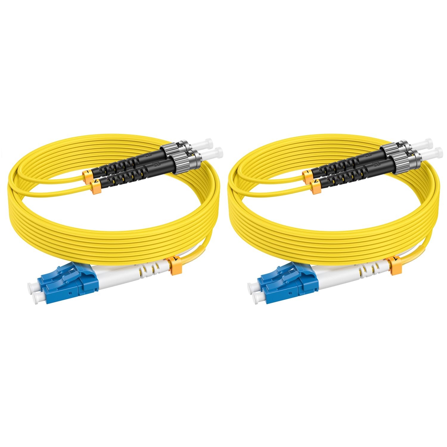 OS2 LC to ST Fiber Patch Cable 15ft 5m Single Mode Duplex LSZH 2 Pack