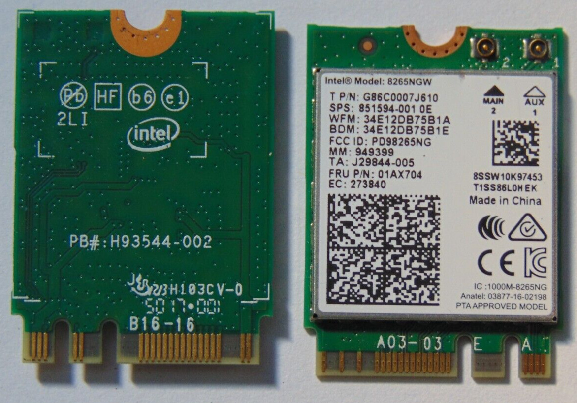 Intel 8265NGW : Qty You Choose -BT/WiFi Card :Used pulls from working systems.