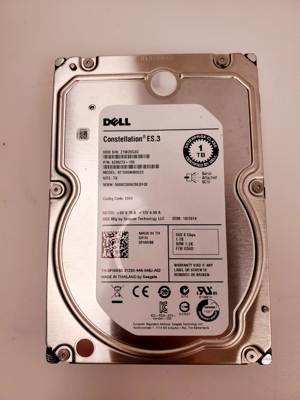 Dell Constellation ES.3 ST1000NM0023 1TB 3.5" SATA HDD - TESTED & WIPED