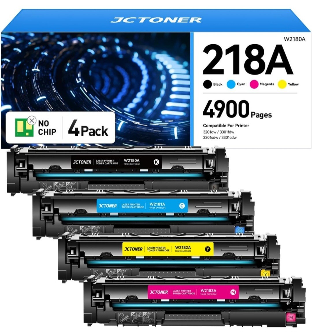 JCTONER 218A Toner Cartridges 4-Pack High-Yield Replacement for HP
