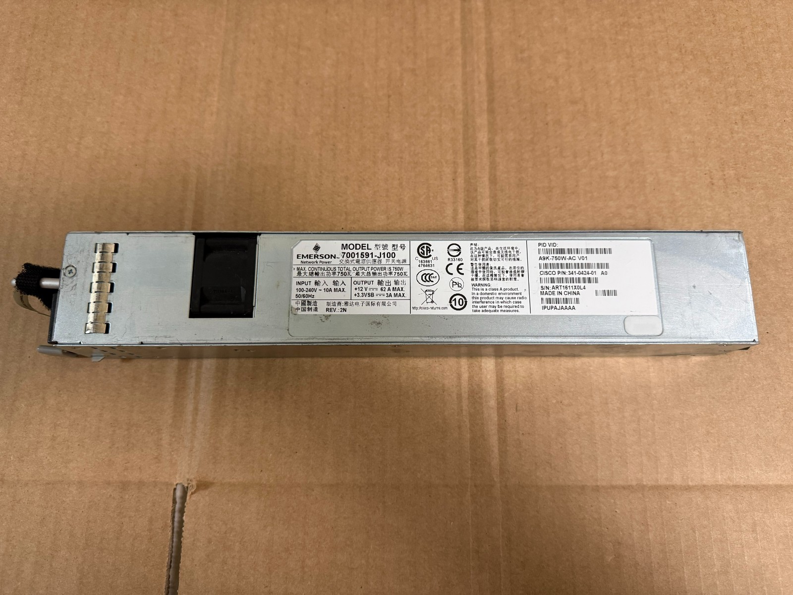 1PC Cisco A9K-750W-AC AC Power Entry module for ASR 9001 good work