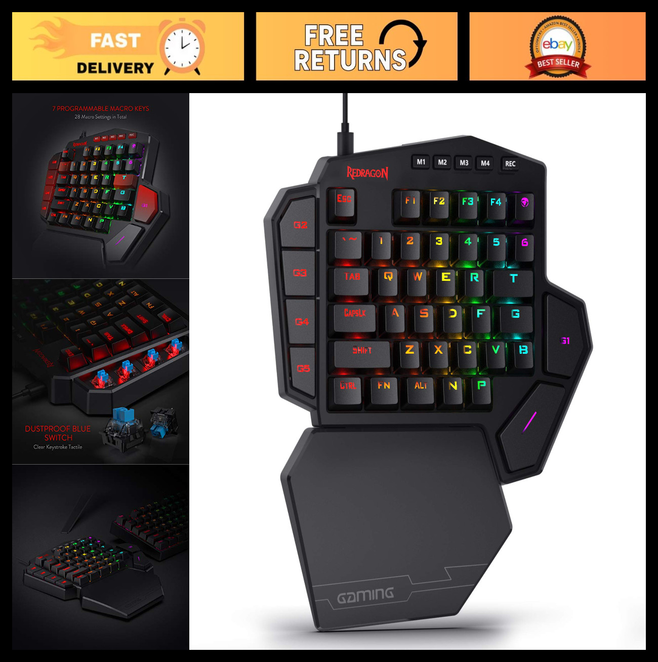 K585 Wired One-Handed RGB Gaming Keypad, Tactical 42-Key Layout