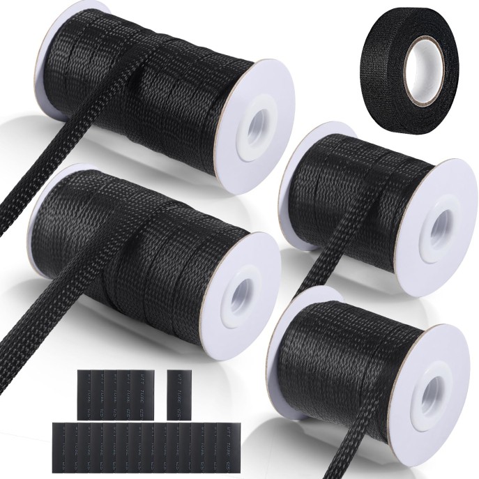 132 ft Expandable Braided Cable Sleeve Wire Loom PET Wiring Sleeving, Mesh Autom