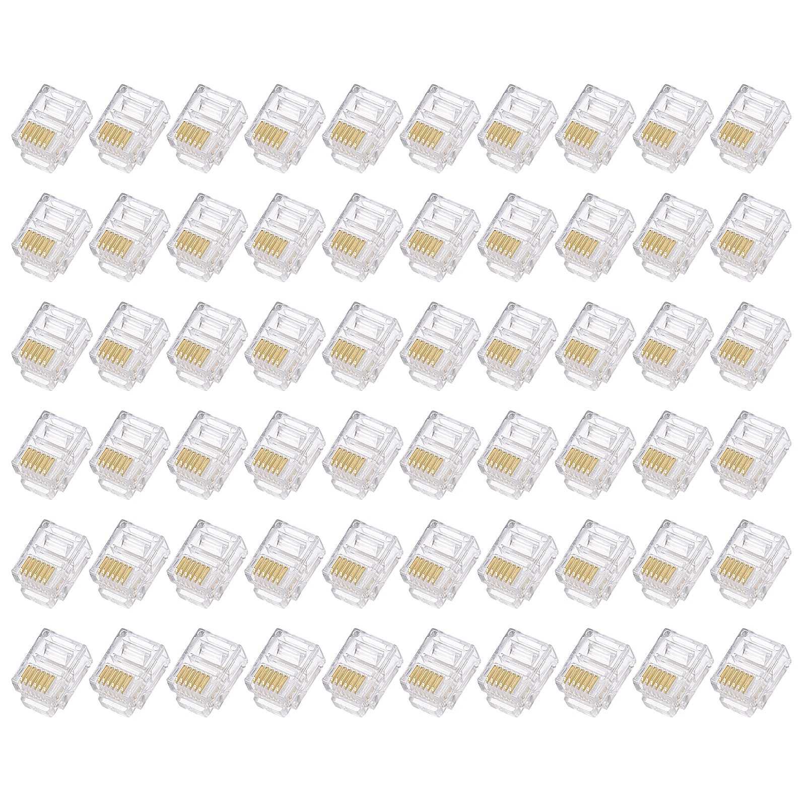Telephone Modular Plug Male RJ11/RJ12 6P6C Clear 60pcs