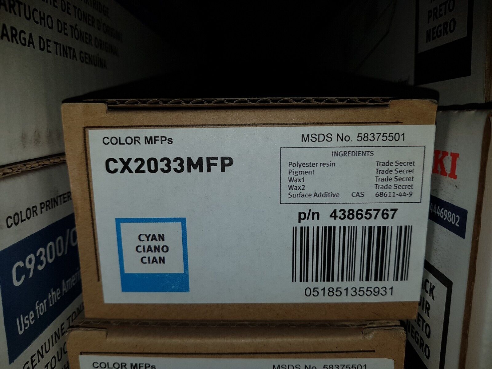 Genuine Oki 43865767 Cyan Toner Cartridge CX2033MFP BNIB