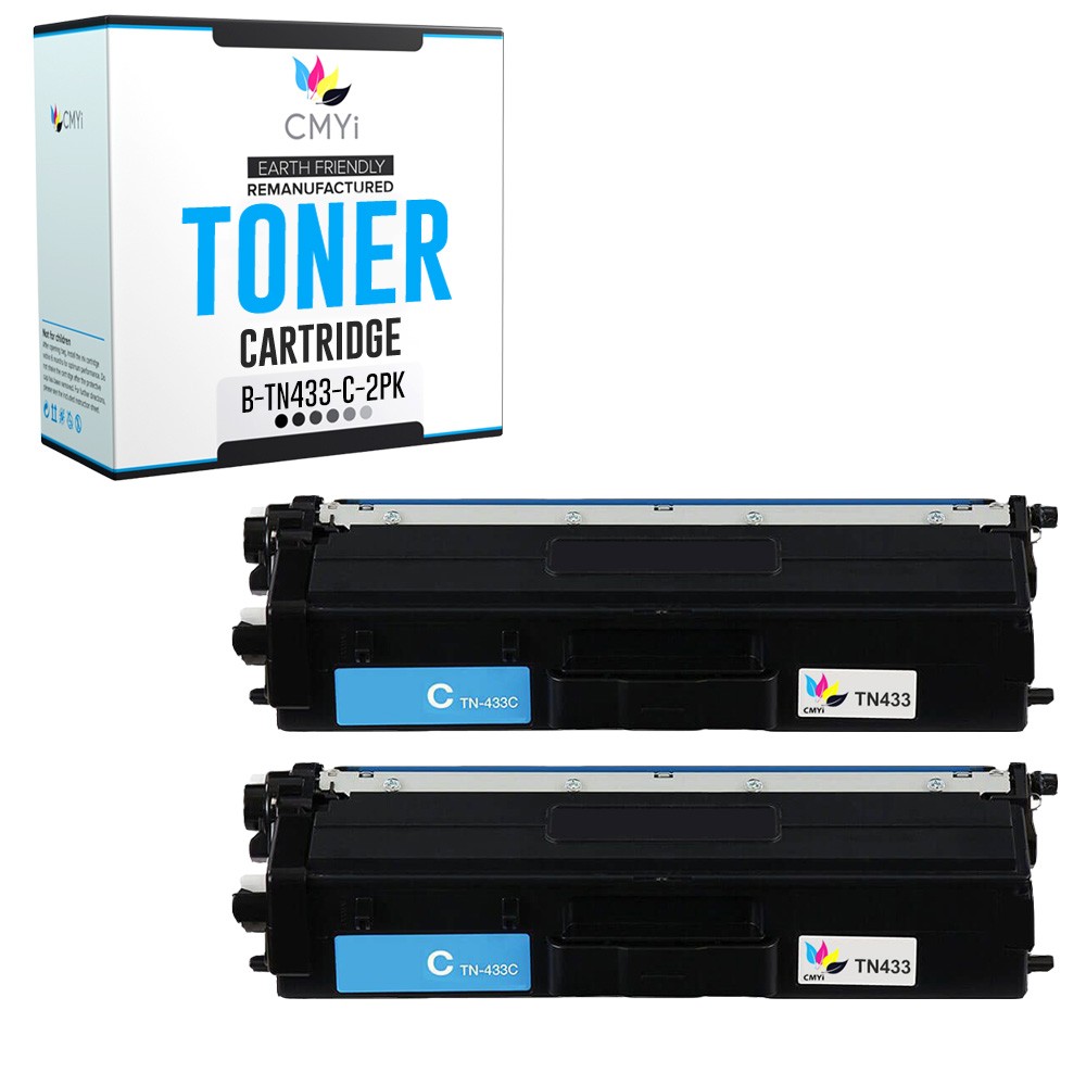 2PK Compatible CMYi TN433 Cyan Toner Cartridge fits Brother MFCL8905CDW L9570CDW