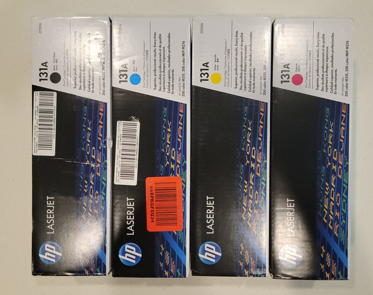 Genuine HP 131A CF210A CF211A CF212A CF213A Full CMYK Toner Set New in Box