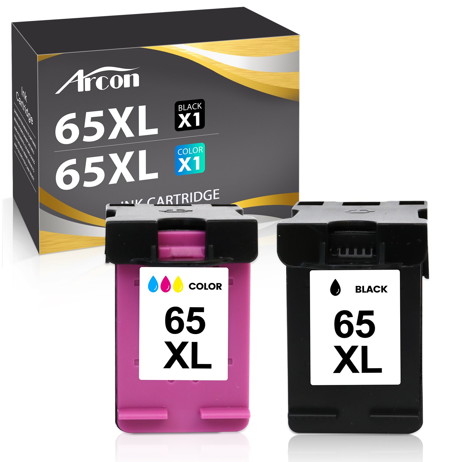 2x 65XL Ink Cartridge | Black & Color combo | H.Y for HP 65-XL ENVY AMP Deskjet