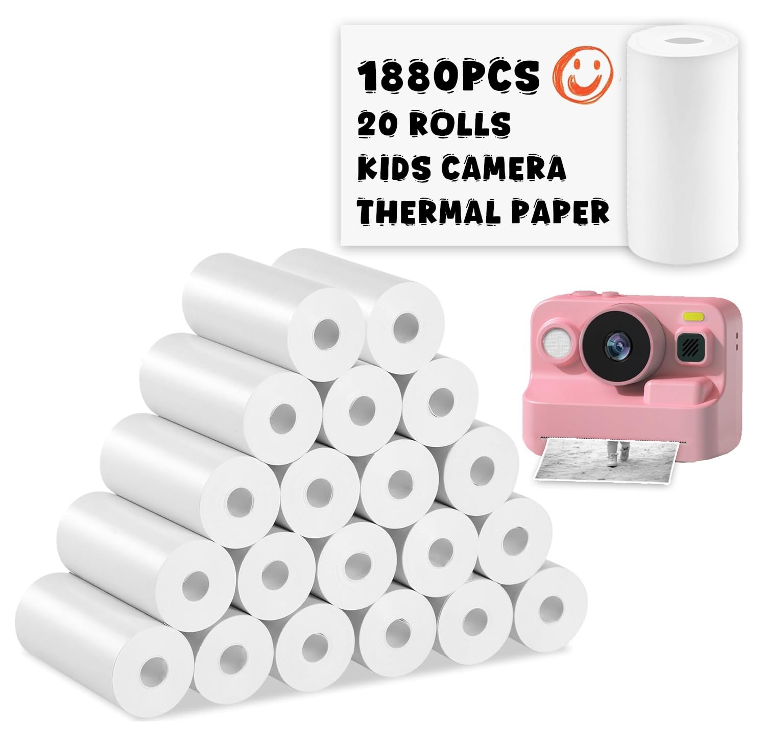 1880Pcs Mini Camera Printer Thermal Paper Kids Instant 20PCS 