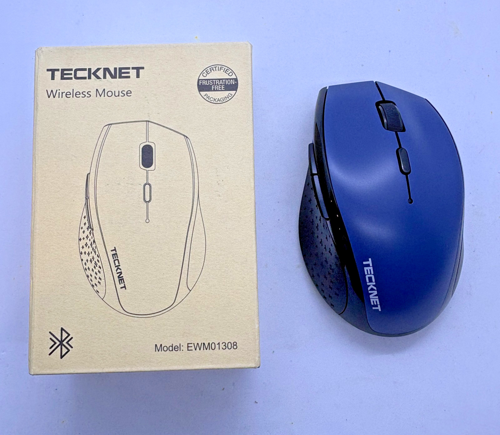 Tecknet Bluetooth Wireless Mouse EWM01308 Multi-Device Silent Ergonomic Blue