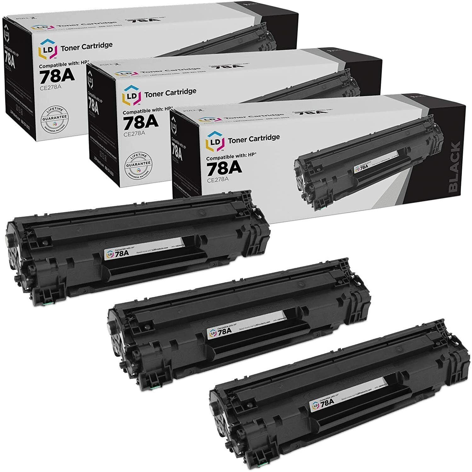 LD 3pk Comp Black Laser Toner for HP CE278A 78A LaserJet P1566 P1606dn M1536dn