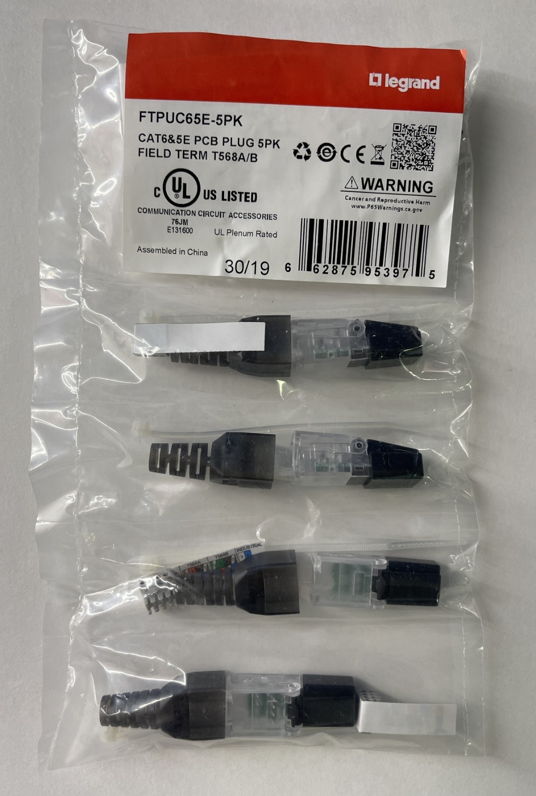 (Lot of 15) Legrand FTPUC65E-5PK CAT6 CAT 5E PCB PLUG 5PK FIELD TERM T568A/B