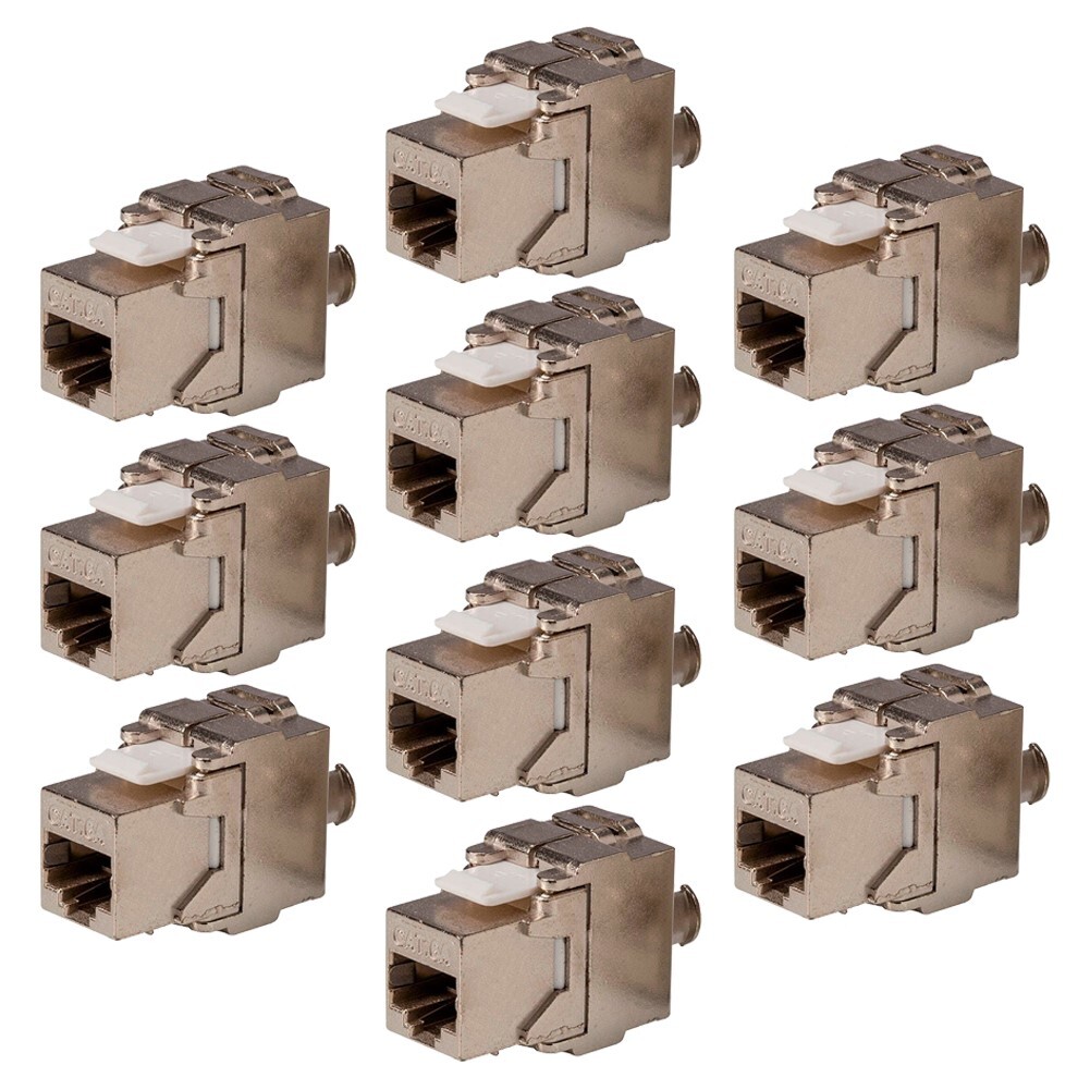 10x Keystone Jack Cat6 RJ45 Network Module FTP Toolfree 180-Degree Slim Shielded