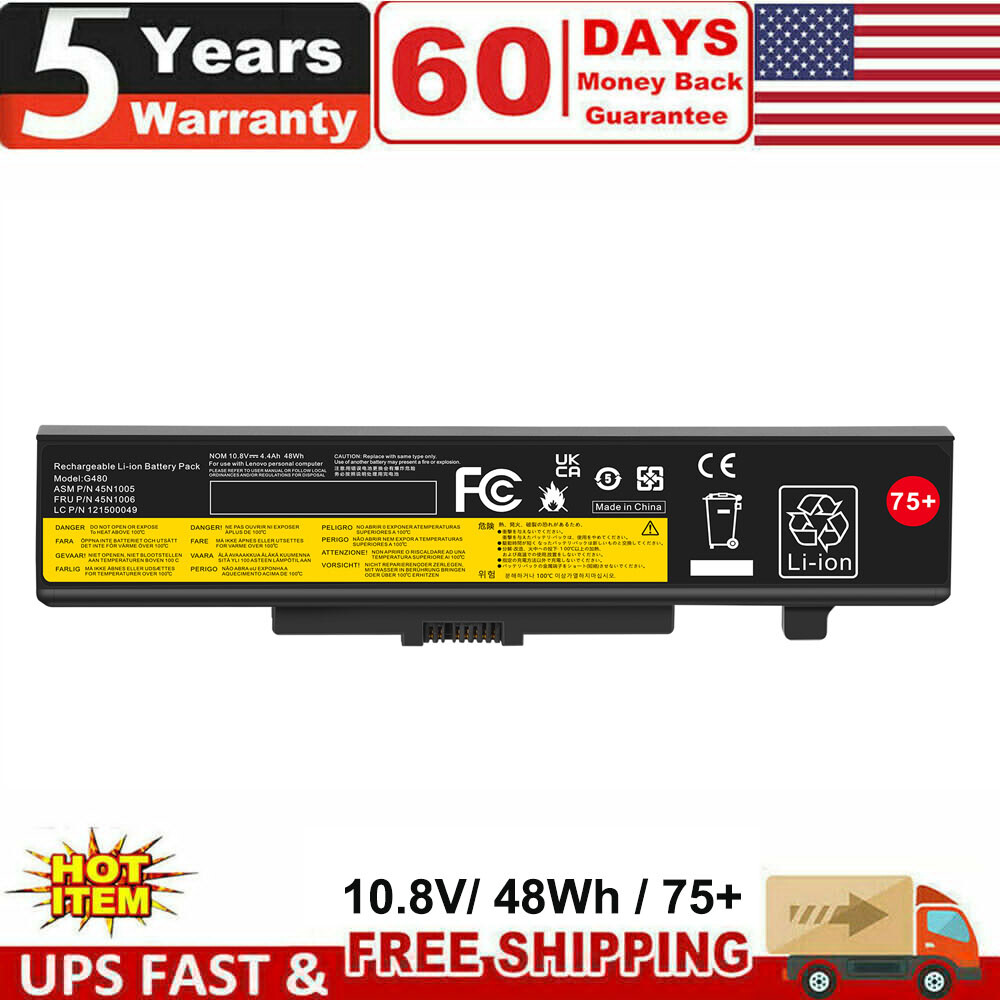 75+ 48Wh L11S6Y01 L11L6Y01 L11M6Y01 Battery for Lenovo Y480 Y580 G480 G580 Z380 