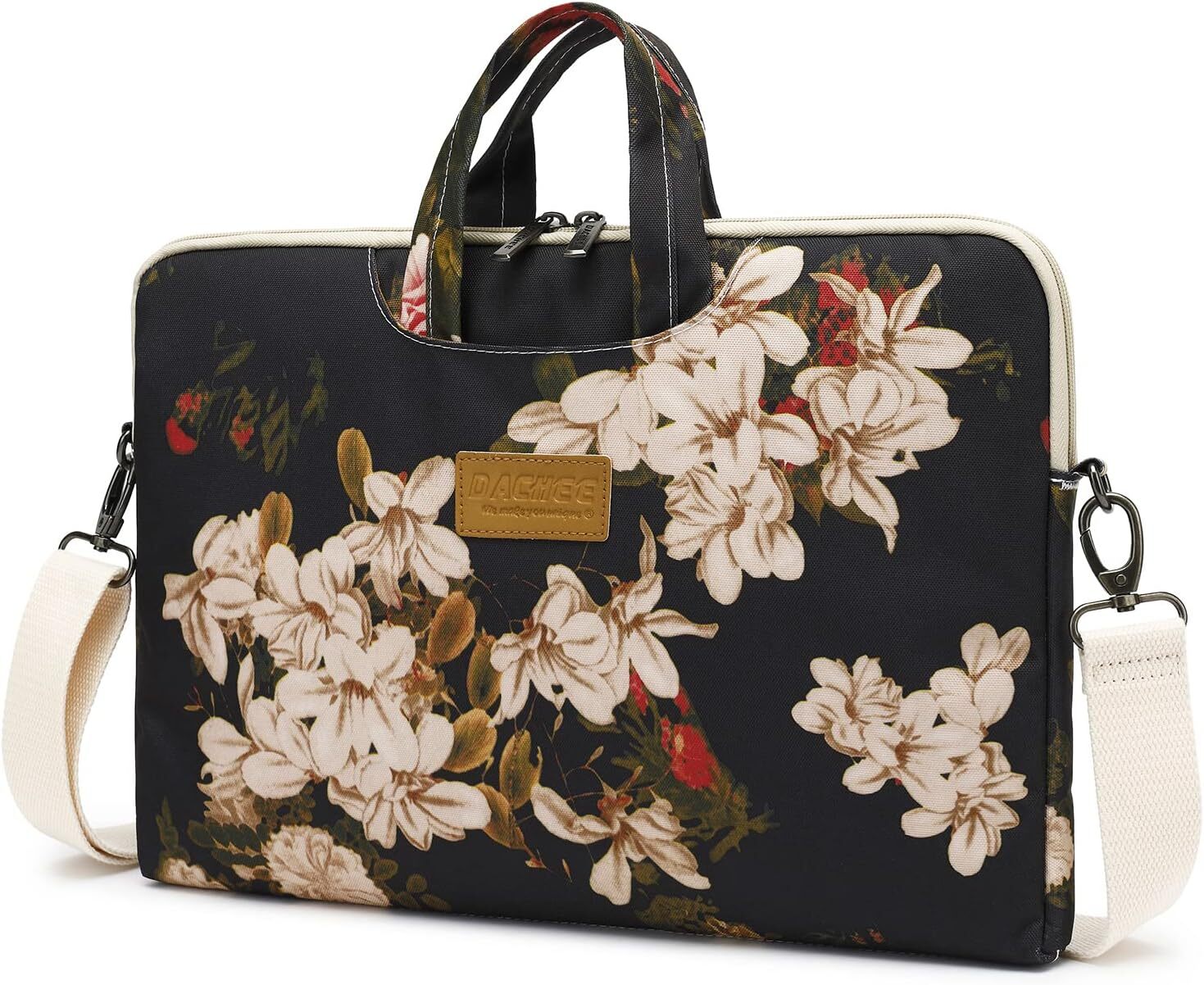 Black Peony Dachee 15 Inch Laptop Shoulder Bag Waterproof Shockproof Lightweight