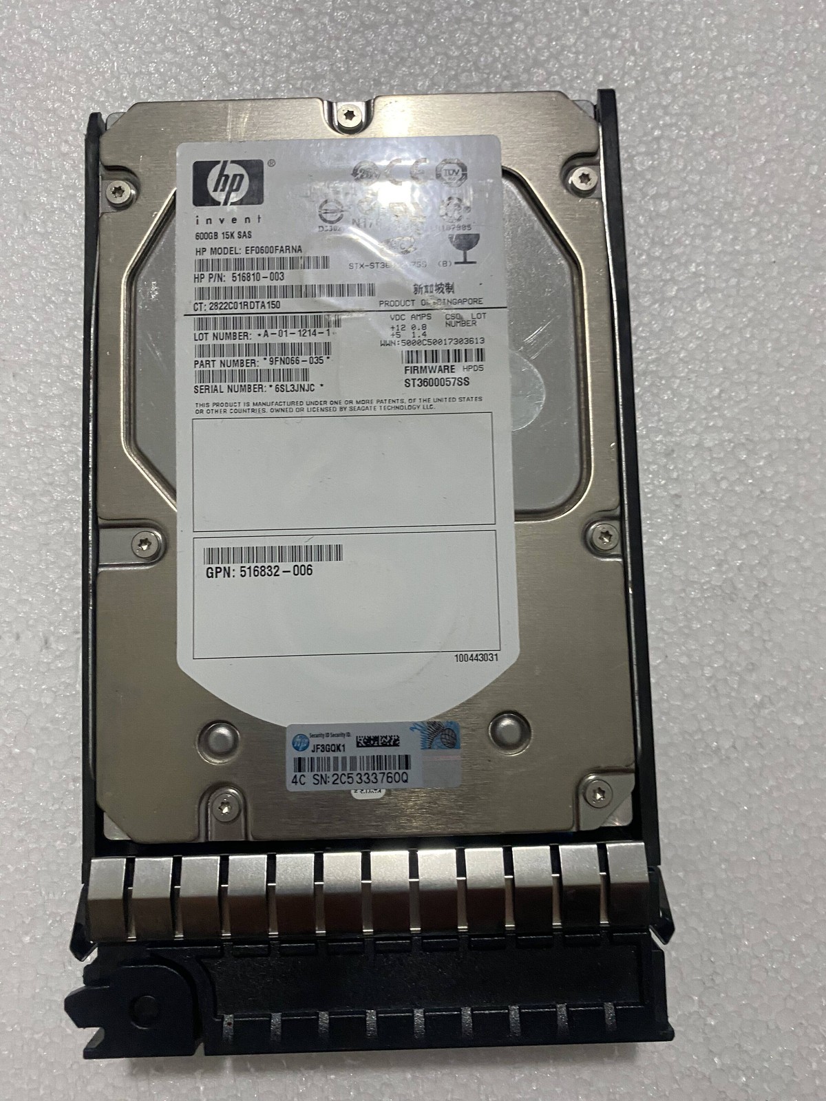 For HP AP872A 583718-001 516810-003 600G 15K SAS 3.5 Storage Hard Drive