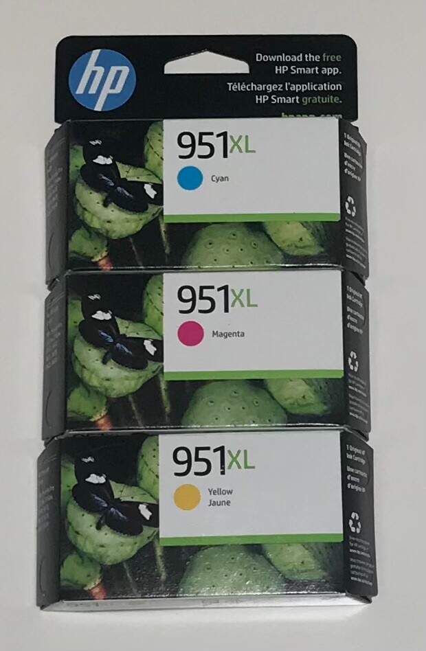 Genuine HP 951XL Tricolor 3 Pk Set CR318BN Ink Magenta Yellow Cyan OEM 2023-2024