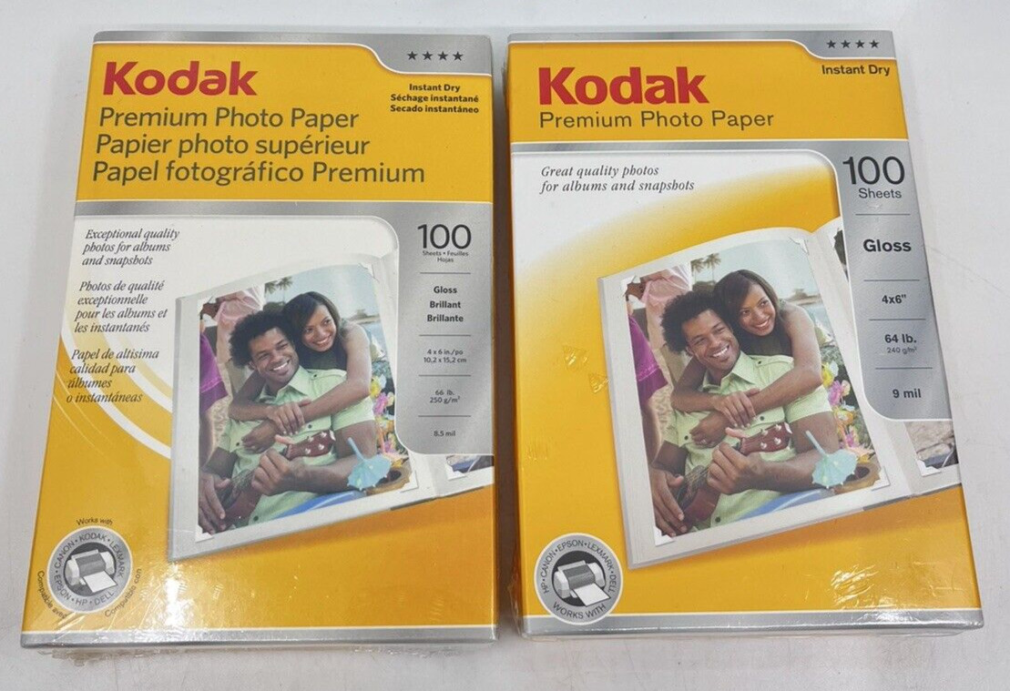 Kodak Premium Photo Paper 4 x 6 Gloss Finish - 200 Sheets (100 X 2)