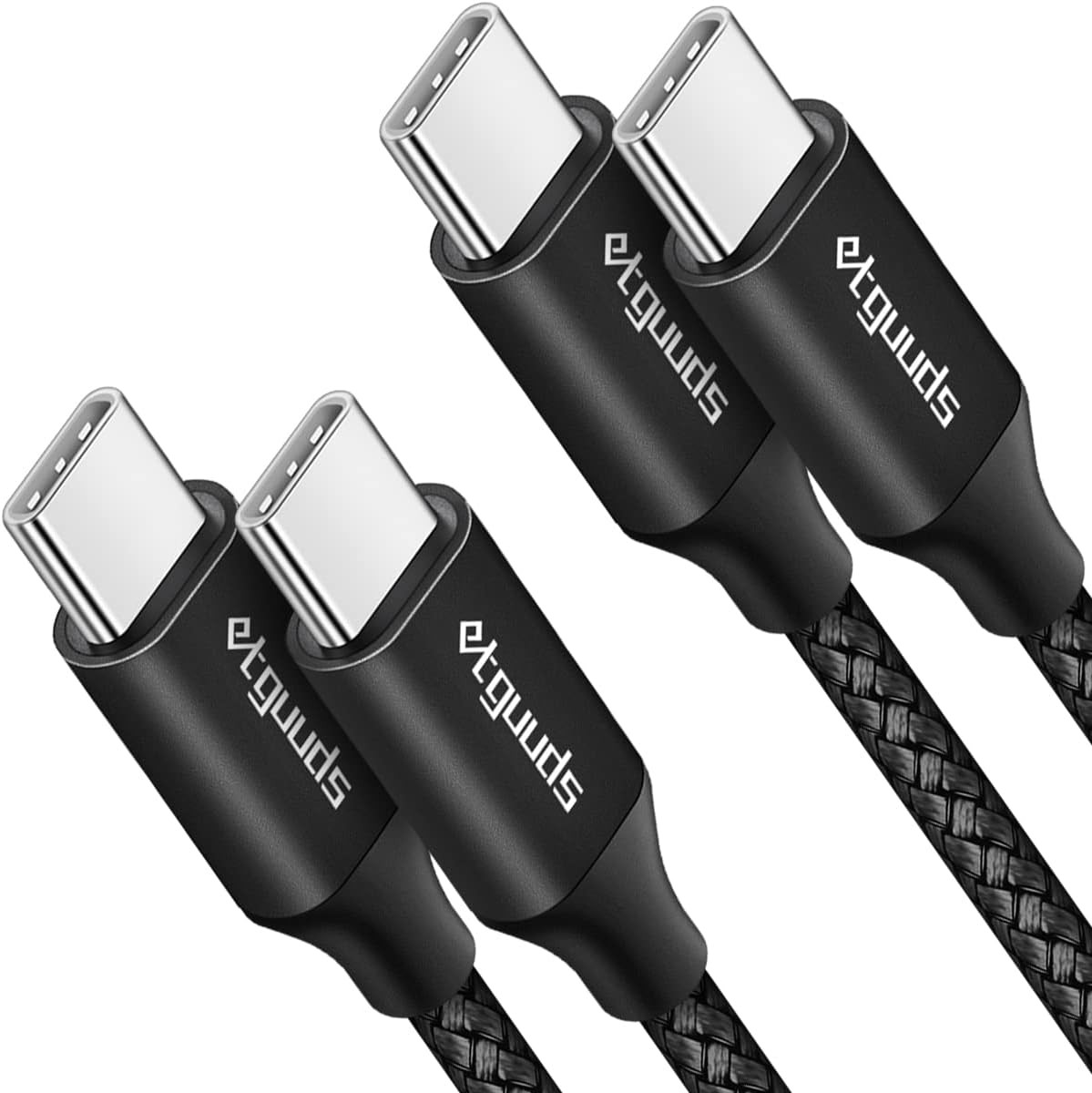 etguuds USB C to C Cable 3ft, 2-Pack 60W USBC Cord, Black 