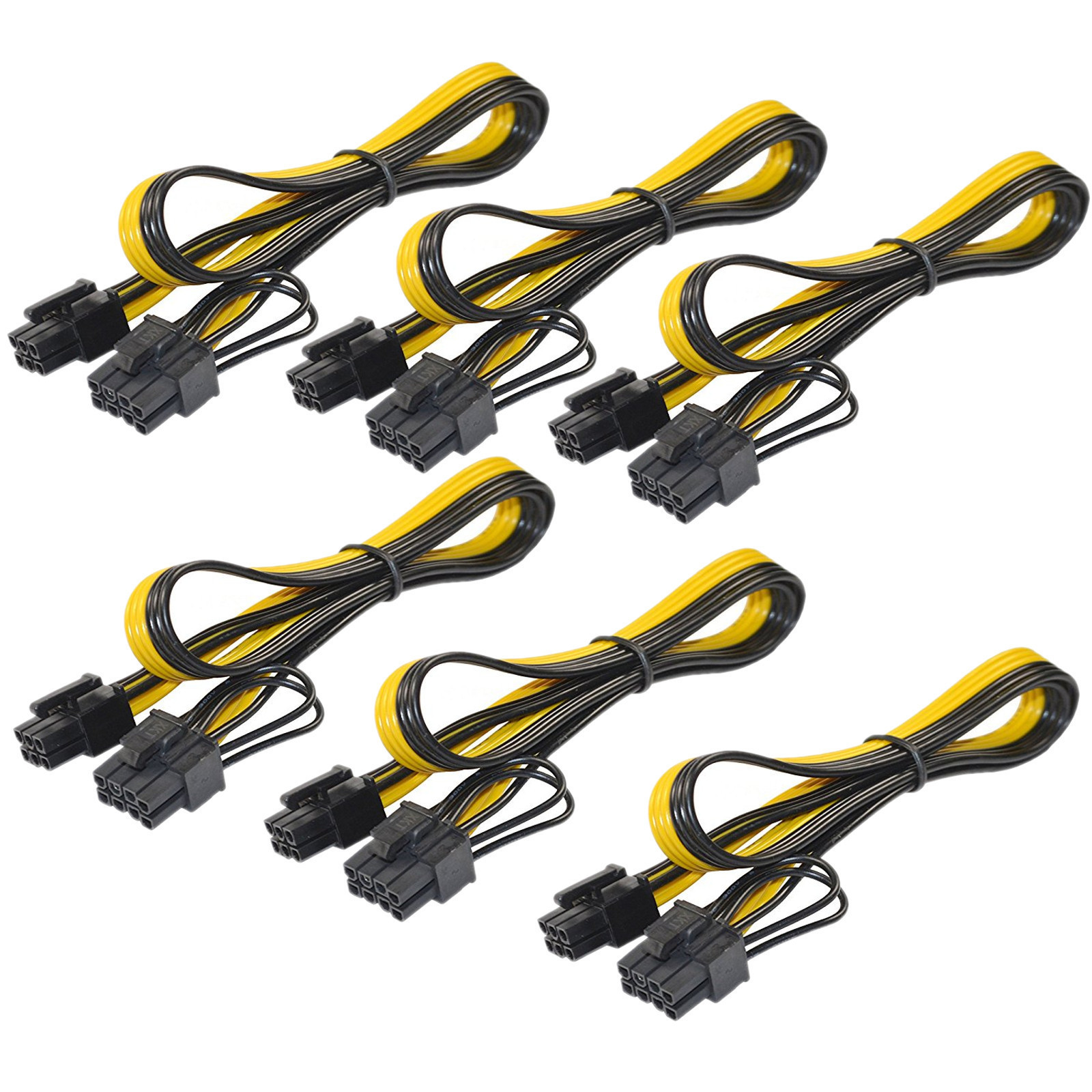 6-Pack 6-pin to 8-pin Power Cable for GPU Video Card, Bitcoin Mining PCIE PCI-E