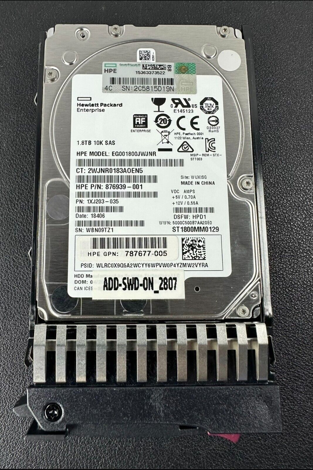 for HPE J9F49A 1.8TB SAS 787649-001 MSA 2.5" 12G SFF 10K BC HDD Hard Drive