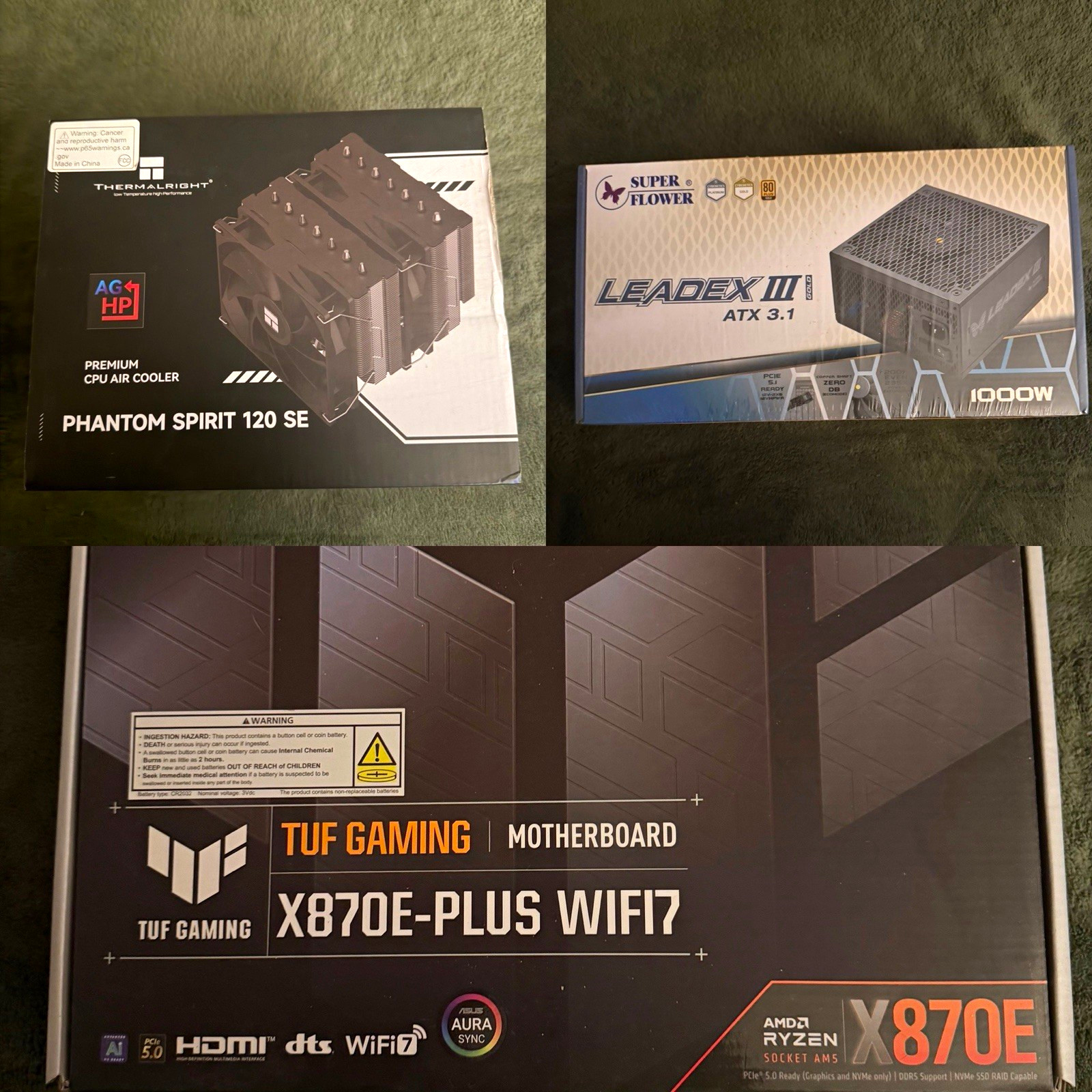 PC Parts Bundle - ASUS X870E WIFI7, Super Flower 1000W, Phantom Spirit Cooler