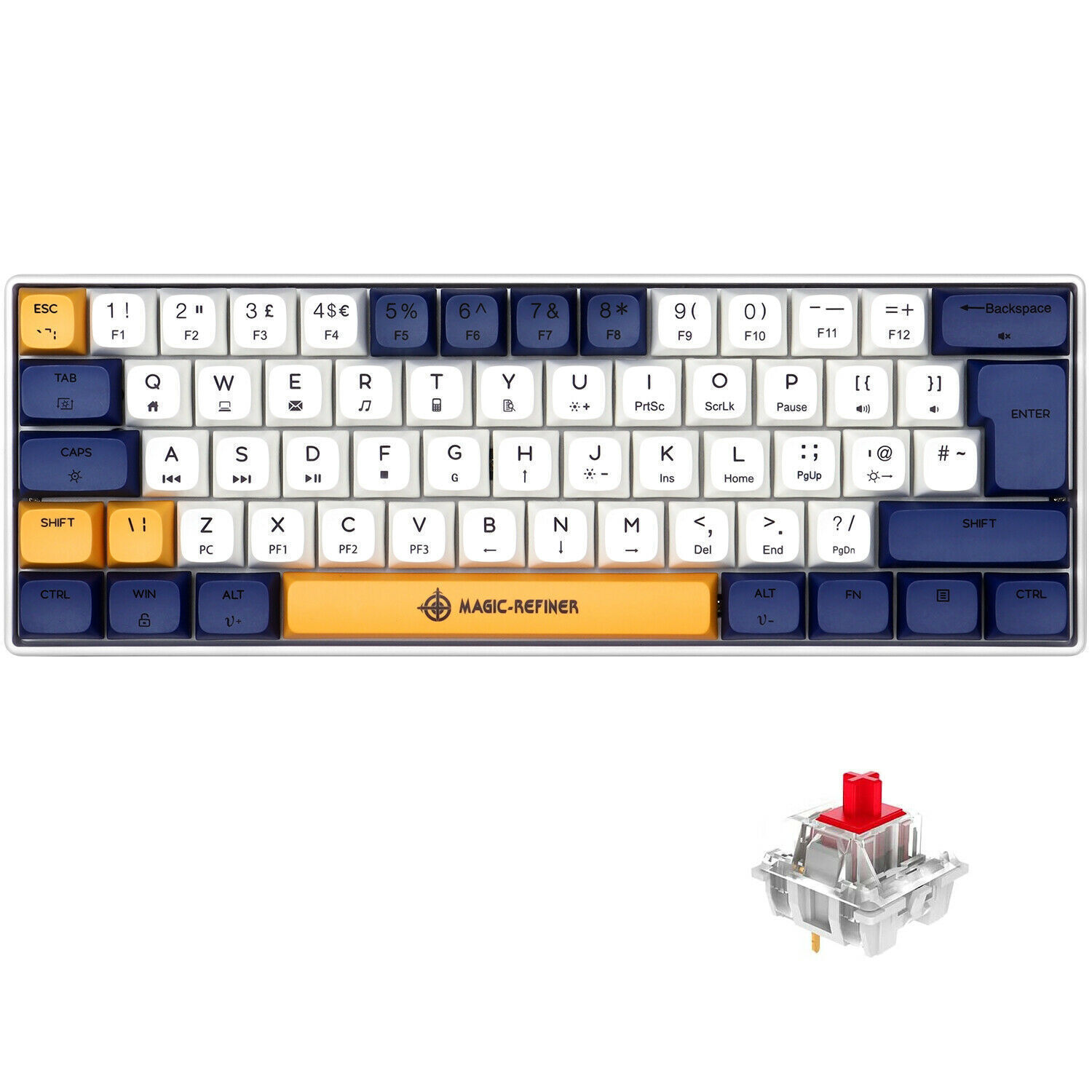 Yacht Blue Dye Sublimation PBT Keycap RGB Backlit USB C Mechanical Keyboard
