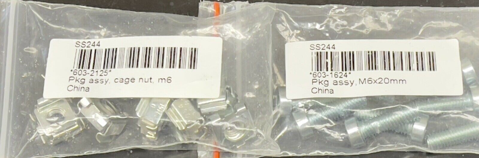 Set of 10 Apple SS244 Bolt M6x20mm p/n 603-1624 & Cage Nut M6 603-2125