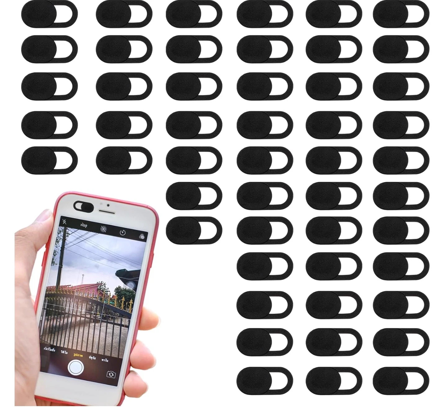 50 Pcs Black Ultra-Thin Webcam Cover Slide, Laptop Camera Privacy Protectors