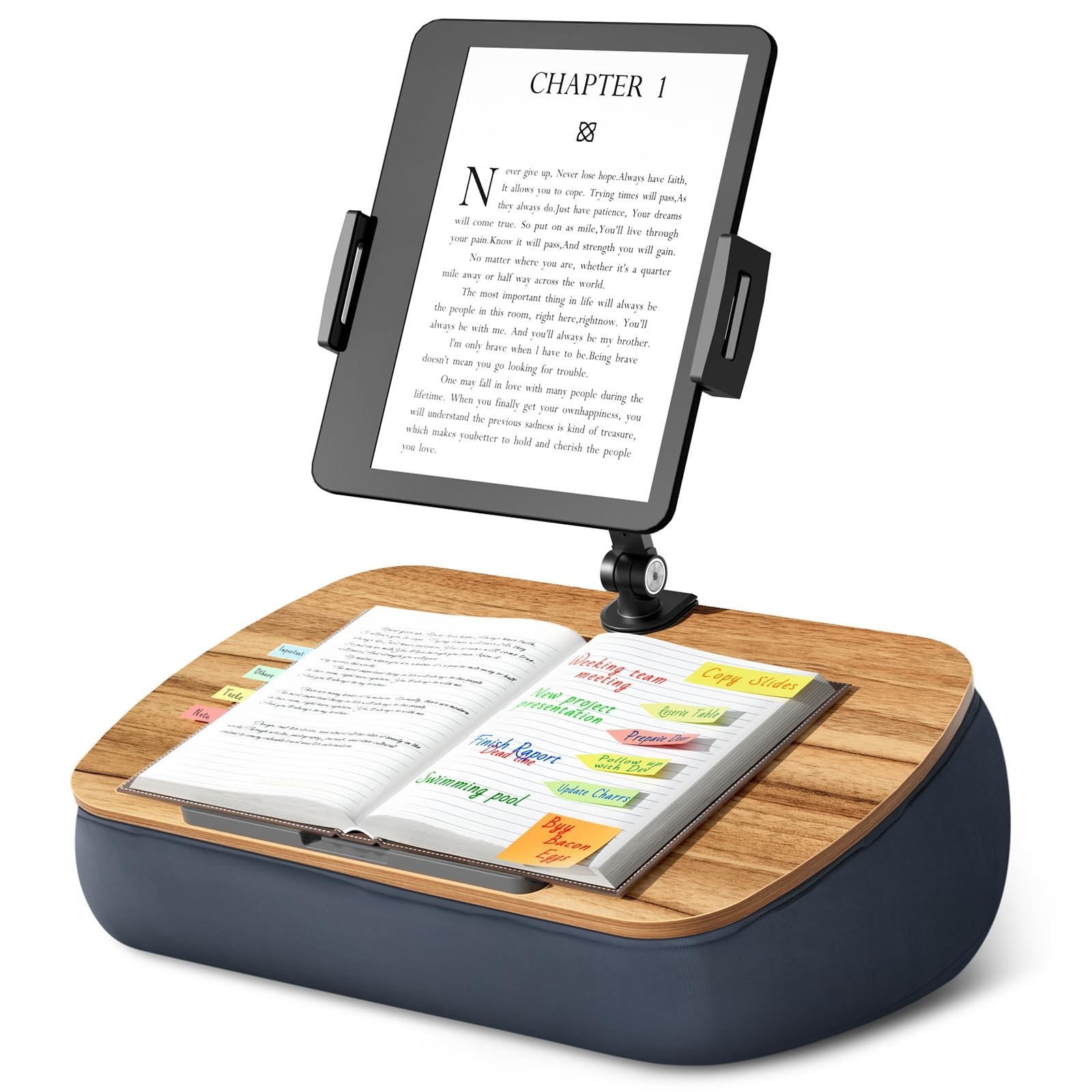 ERGONOV Lap Cozy Kindle Pillow Stand for Bed with Adjustable Arm, 360° Tabl