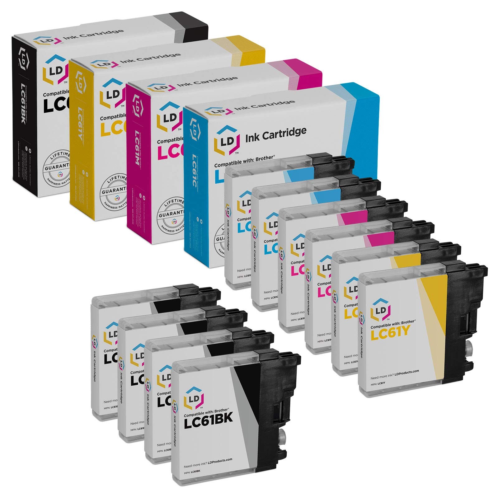 LD 10PK LC61 Black & Color Ink Cartridge Set for Brother DCP-165C DCP-585 DCP375