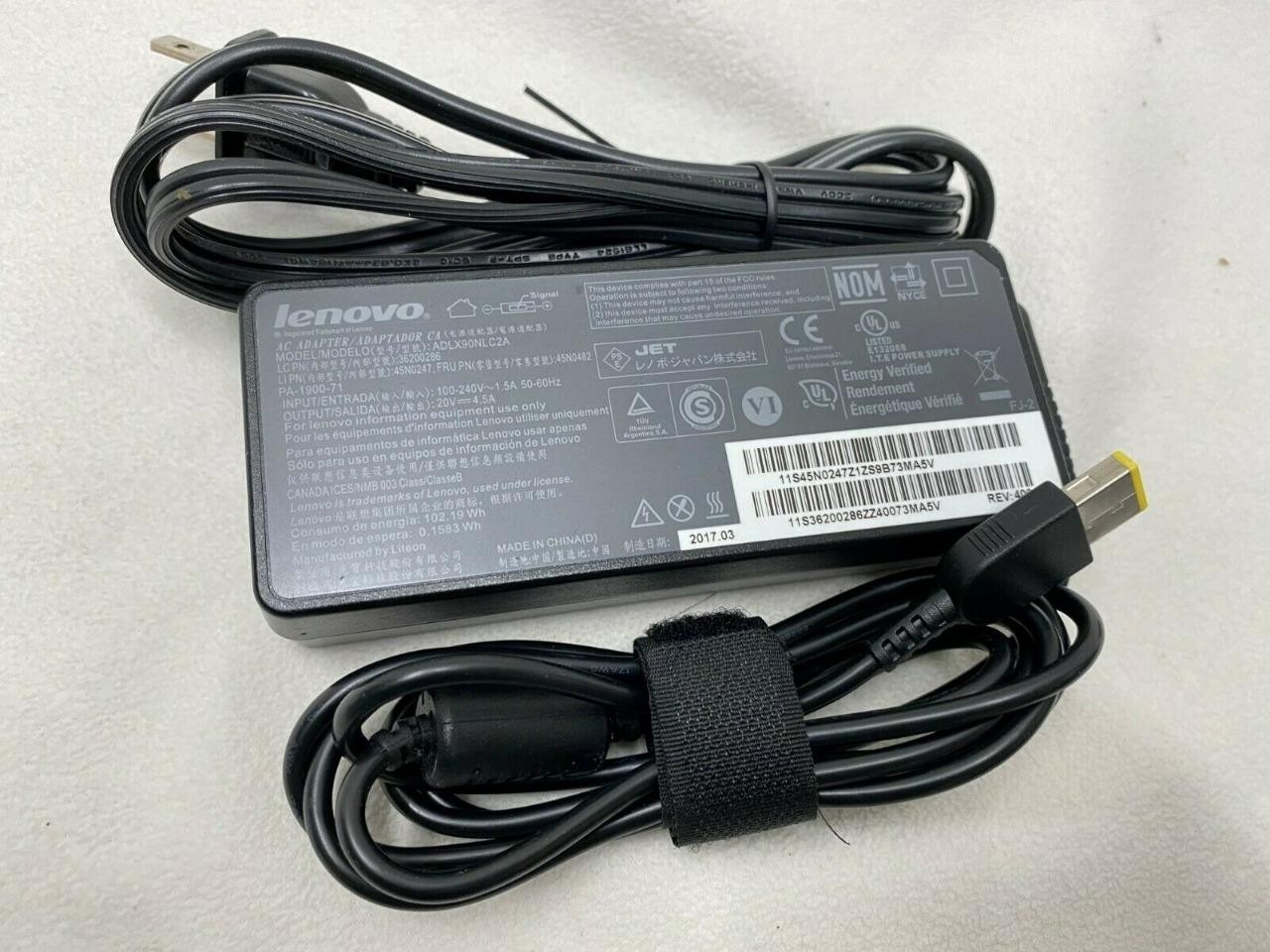 Genuine Lenovo ADLX90NLC2A 90W Laptop Power Adapter