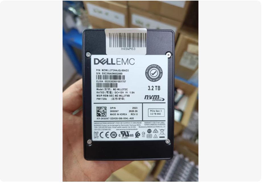 K60N7 Dell Samsung PM1725B 3.2TB PCle Gen 3 NVME 2.5" SSD MZ-WLL3T2C 0K60N7