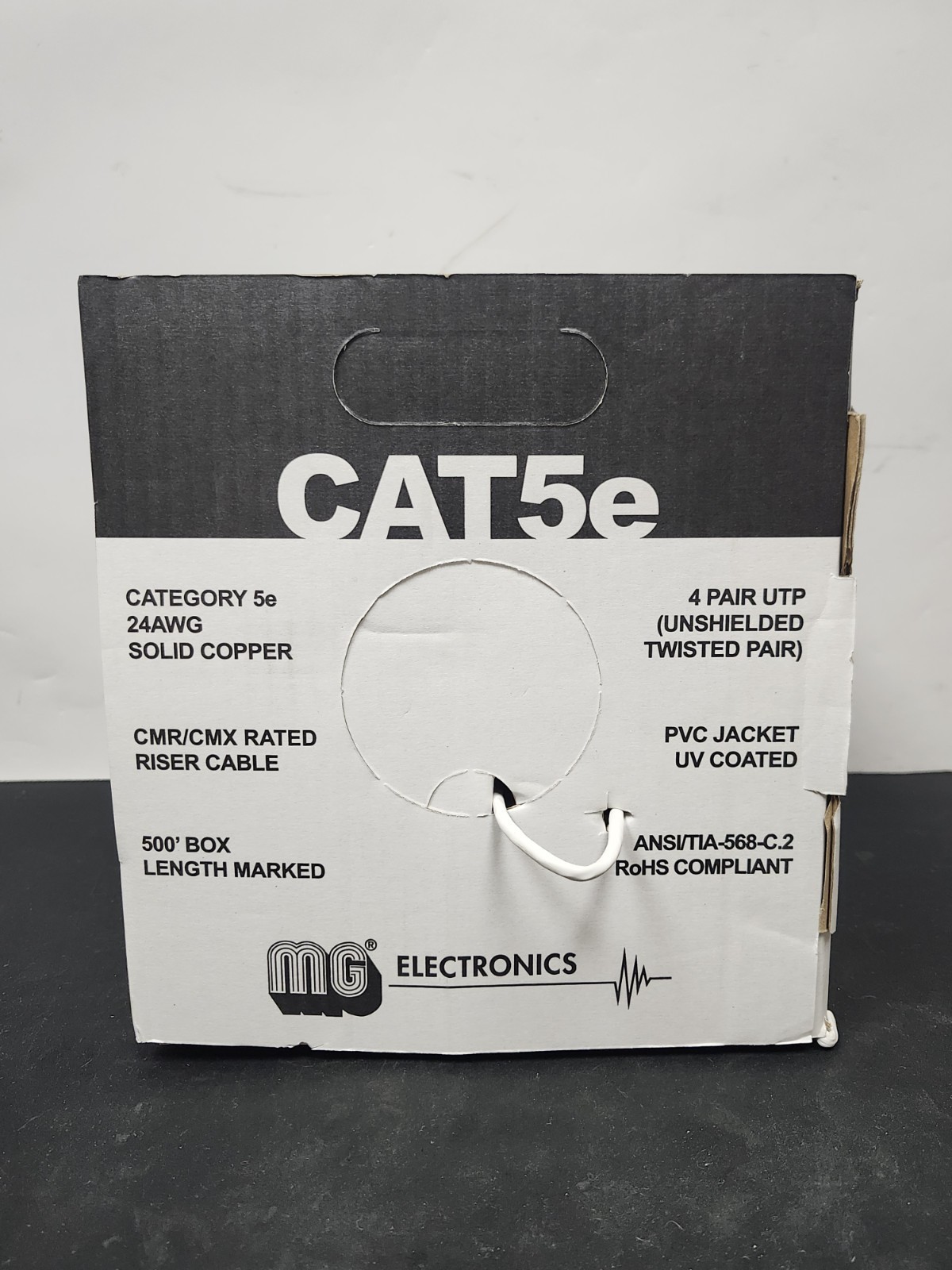 MG Electronics UTP CAT 5e 100MHz CMR/CMX 75C 500ft Solid Copper Ethernet Cable