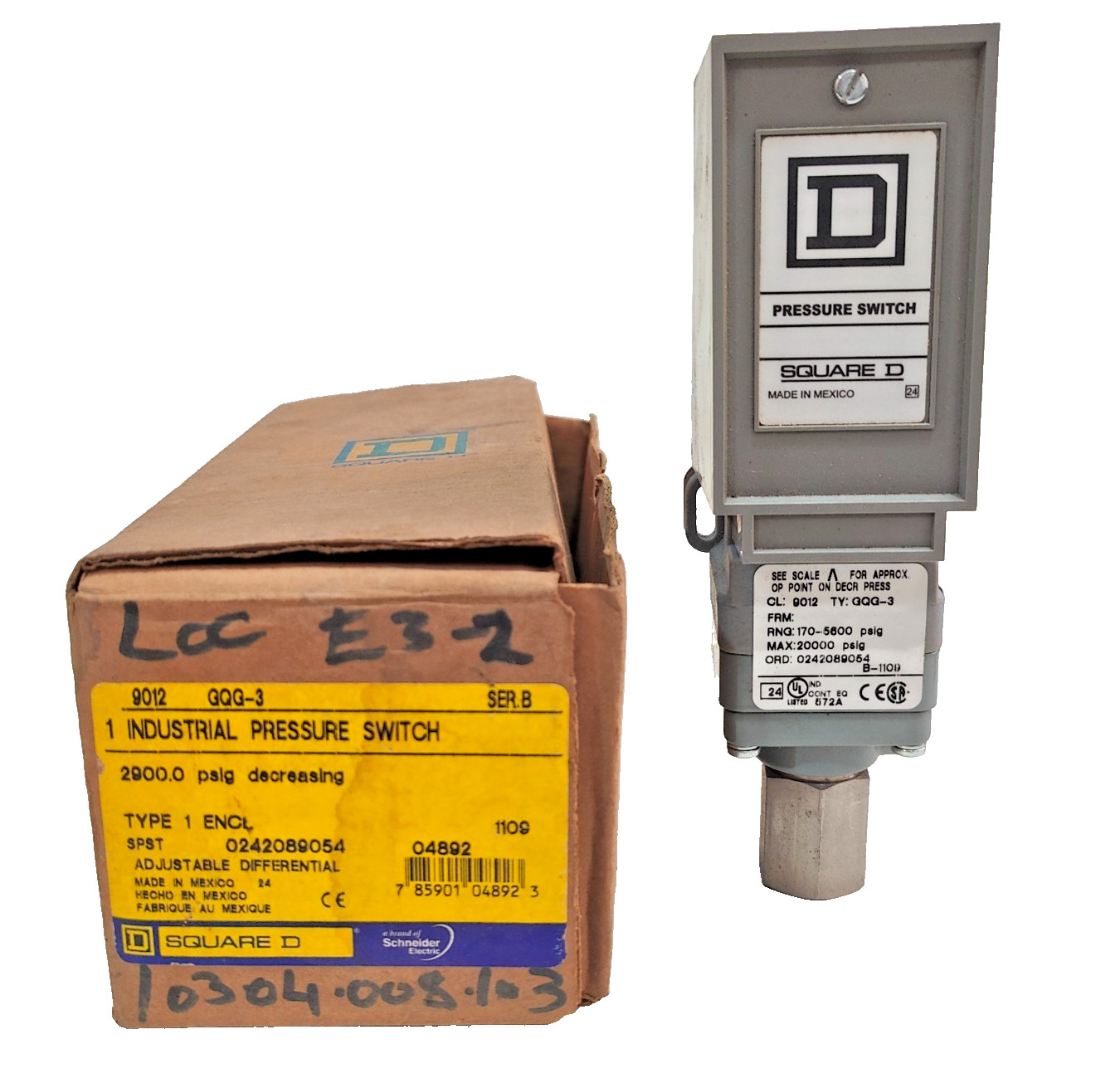 *New in Box* SQUARE D 9012-GQG-3 INDUSTRIAL PRESSURE SWITCH