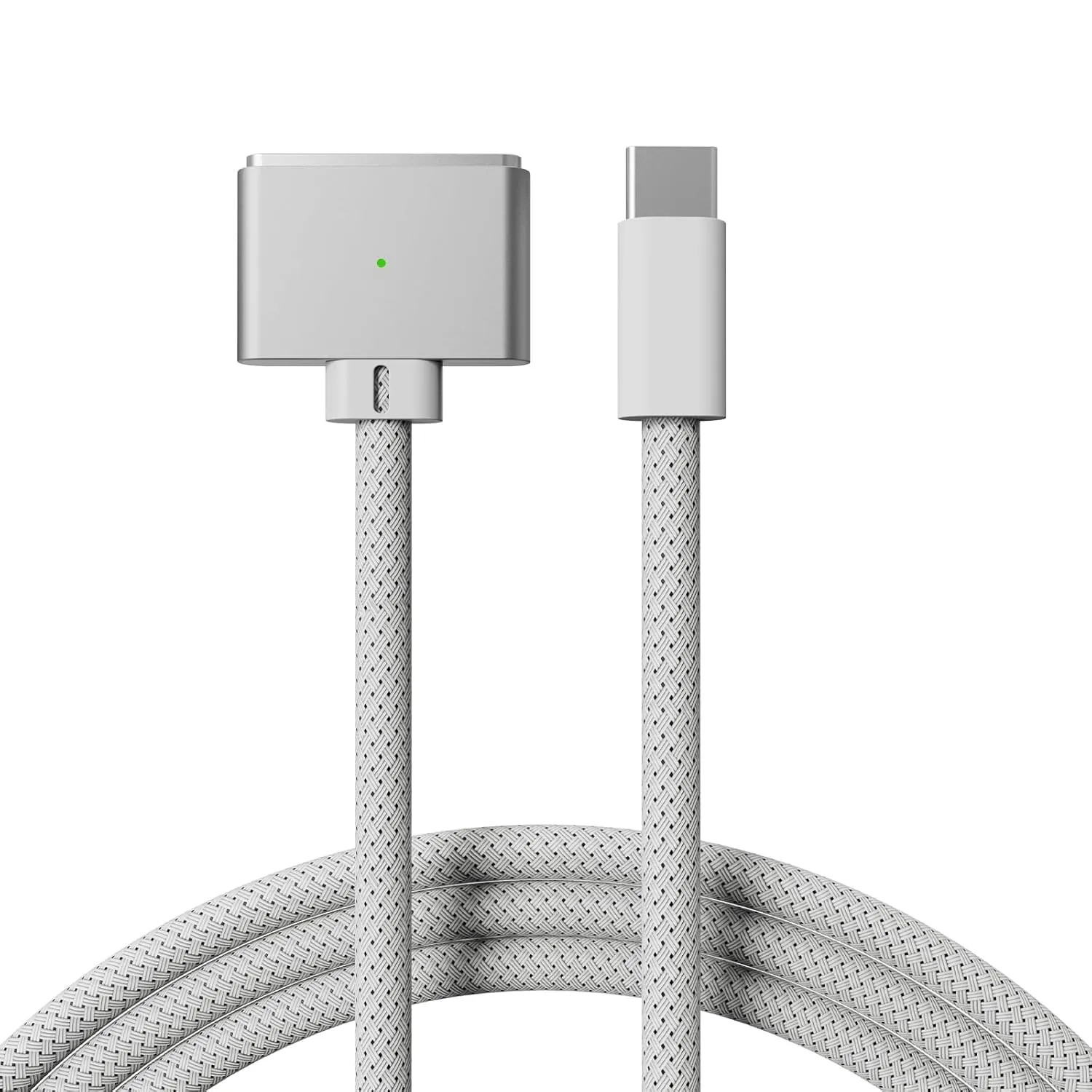140W Magnetic USB C Charging Cable 6.6ft Braided White For MacBook Air Pro Fast