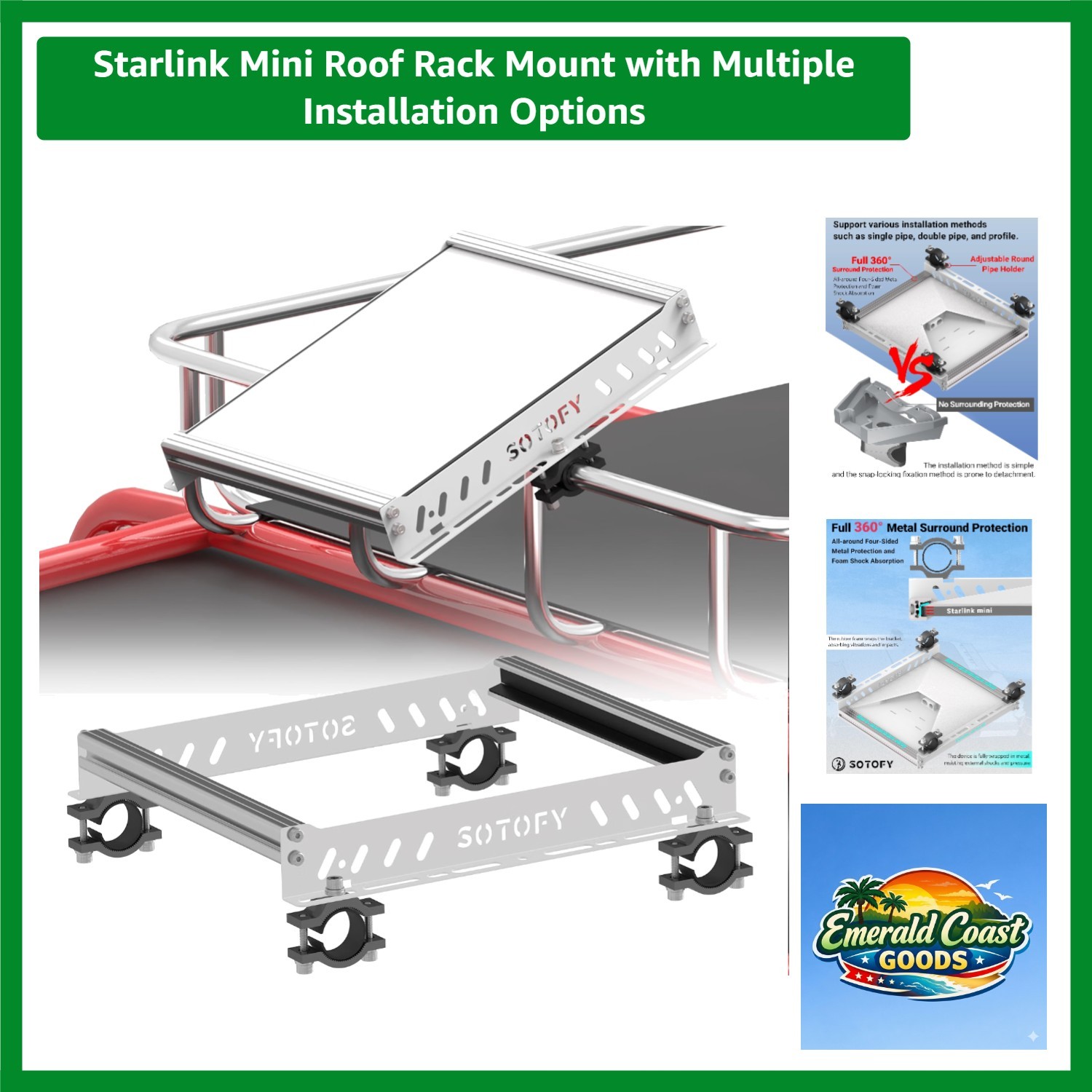 Starlink Mini Roof Rack Mount with Multiple Installation Options