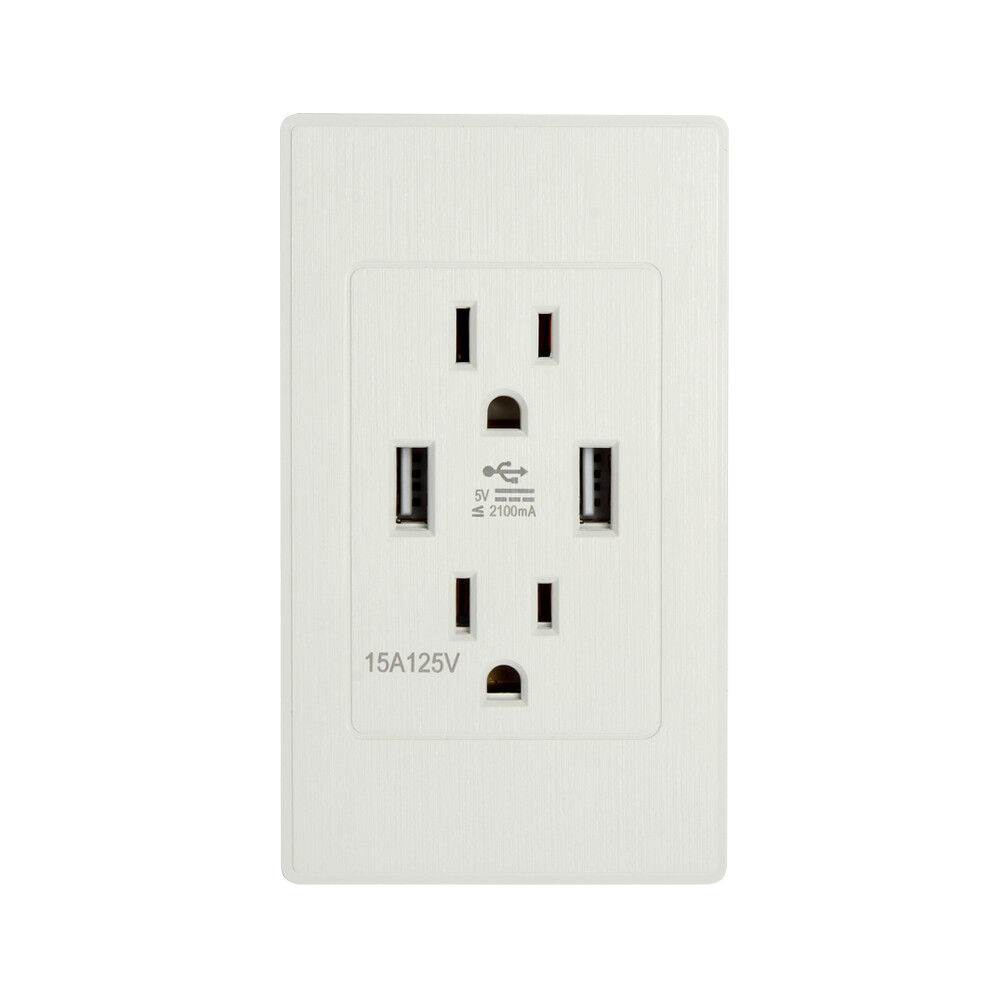 50x Dual USB Port Wall Socket Charger AC Power Receptacle Outlet Plate Panel Lot