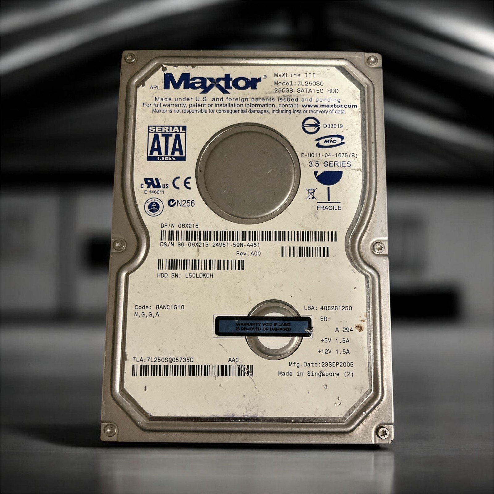 Maxtor MaXLine III 250GB 7200RPM SATA/150 3.5” HDD 7L250S0 – Tested Working