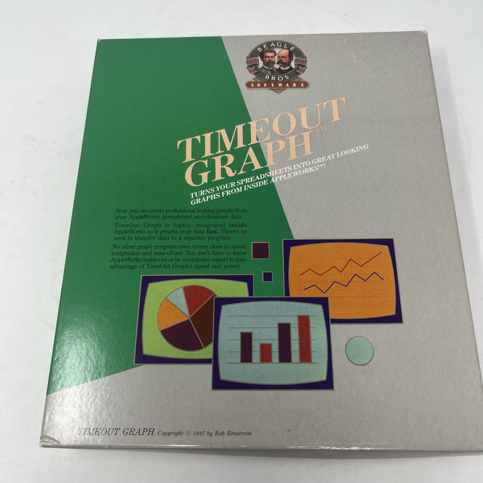 Vintage Beagle Bros TimeOut Graph Apple II Software Box Disks Manual Sticker