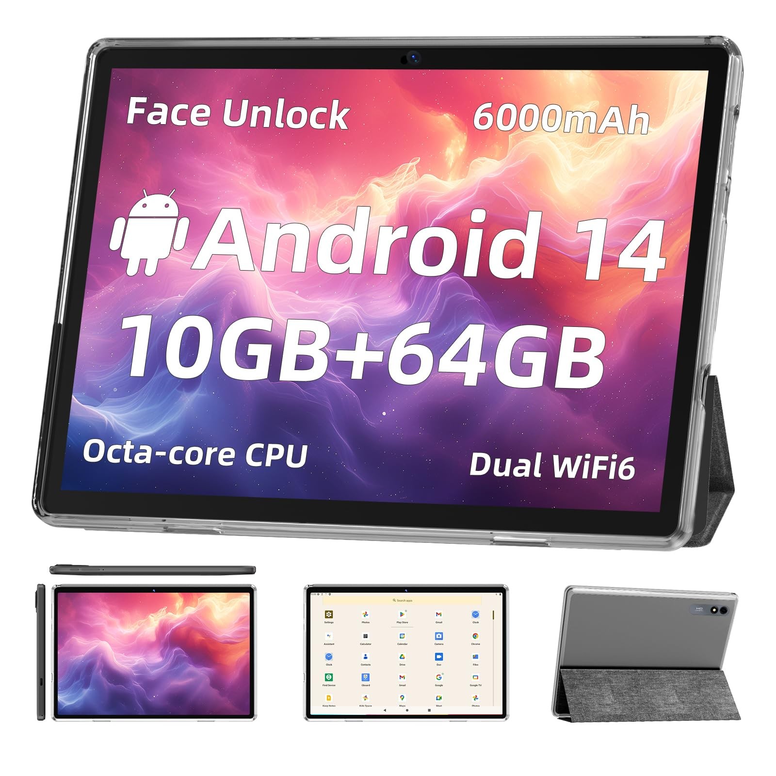 Android 14 Tablet,10 inch Tablets, Octa Core CPU, 10GB+64GB+512GB Expansion, ...