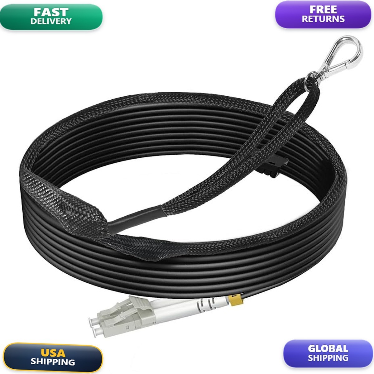 RamboCables OM3 LC to LC TPU Fiber Patch Cable Outdoor 164ft/50m