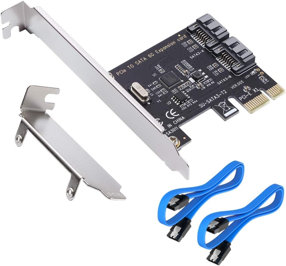 Dual-Port PCIe to SATA III 6Gb/s Adapter with Low Profile Bracket & Cables