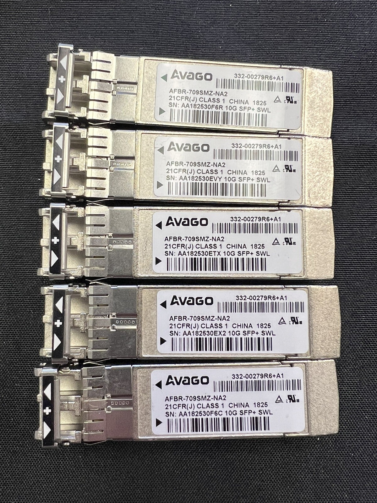 LOT OF 5 Avago AFBR-709SMZ-NA2 10GBE SFP+ SWL Transceiver 332-00279R6 +A1