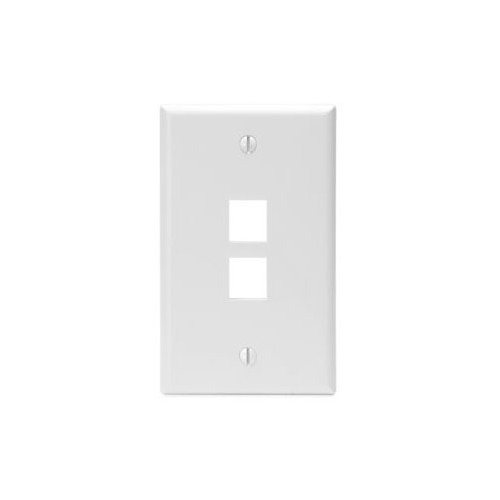 Leviton 41080-2WP, NEMA, White, 1-Gang, 2-Port, Multi-Media Wallplate, 1pc