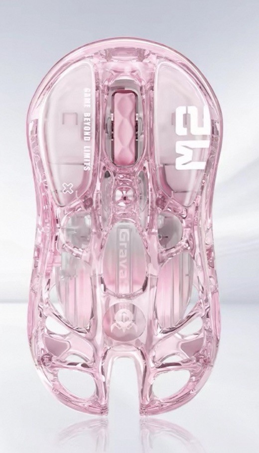 GravaStar Mercury M2 Wireless Gaming Mouse Transparent Pink RGB 26000 DPI New